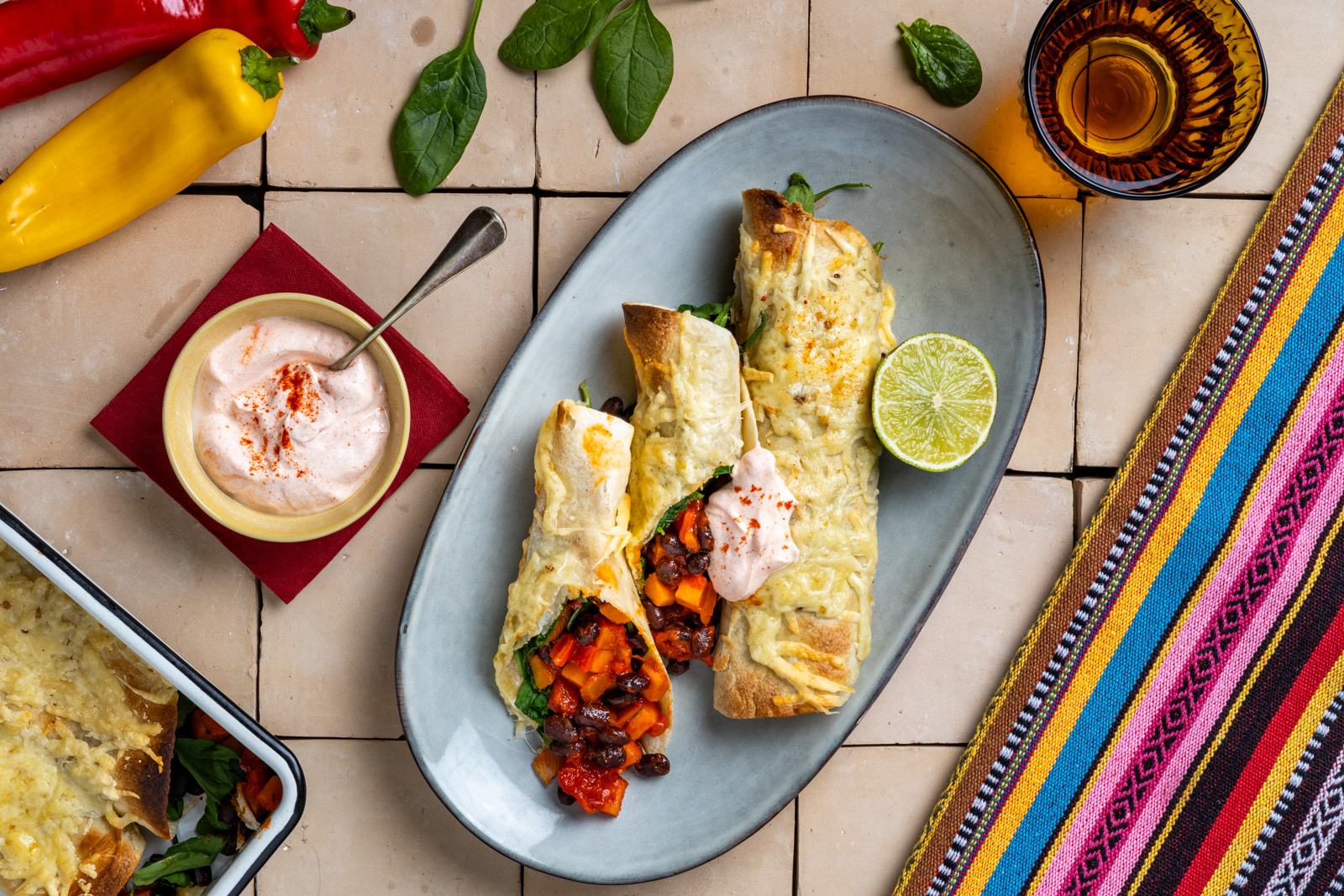 Bonenburrito met zoete aardappel