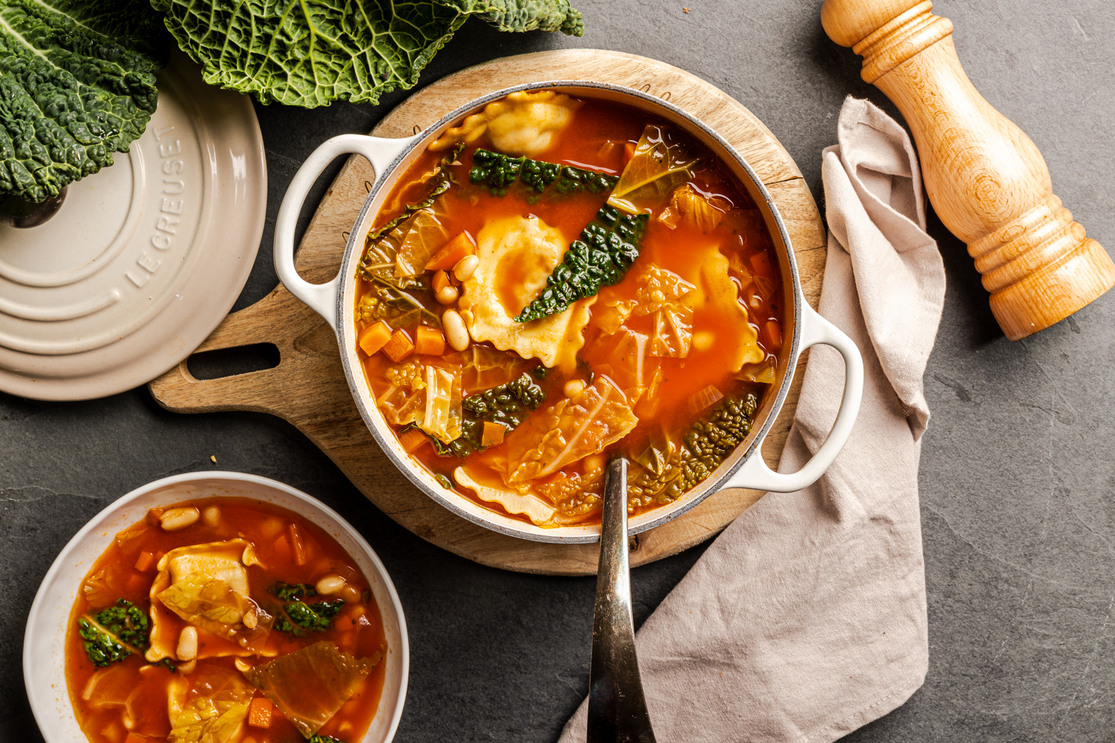 Minestrone met ravioli